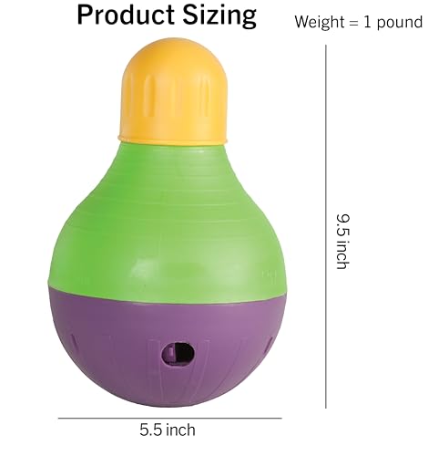 Starmark Bob-A-Lot Interactive Dog Pet Toy, Large, Yellow/Green/Purple - size: Large