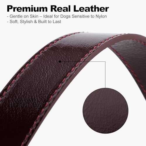 Plutus Pet Genuine Leather Dog Collar – Adjustable Pet Collar with Quick Release Metal Buckle, Soft Real Leather for Small Medium Large Dogs, Heavy Duty & Skin-Friendly (Copper Brown, XS) - color: Copper Brown, size: XS