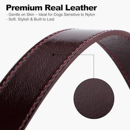 Plutus Pet Genuine Leather Dog Collar – Adjustable Pet Collar with Quick Release Metal Buckle, Soft Real Leather for Small Medium Large Dogs, Heavy Duty & Skin-Friendly (Copper Brown, XS) - color: Copper Brown, size: XS