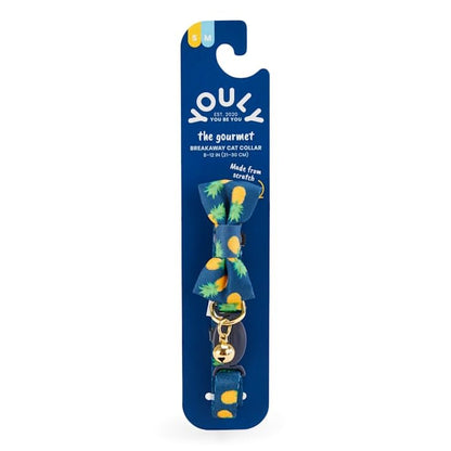 YOULY by Petco Navy Pineapple Print Breakaway Bow Tie Cat Collar Small/Medium