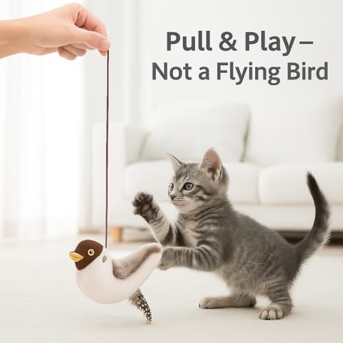 Flying Bird Cat Toy (Not a Flying Toy) – Flappy Bird Cat Toy with Flapping Wings & Chirping Sound, USB Rechargeable Motion-Activated Toy for Indoor Cats - style: Bird Cat Toy