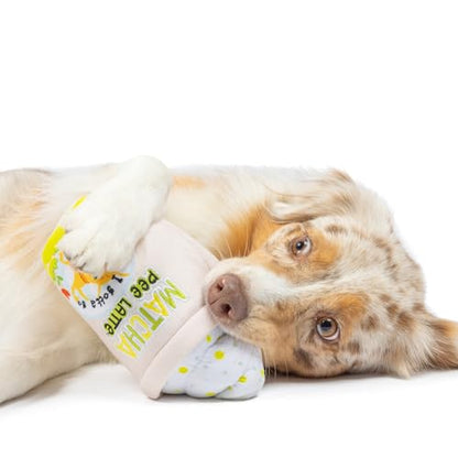 Huxley & Kent for Dogs - Matcha Pee Latte (Small) - Funny Durable Power Plush Dog Toy with Squeaker - Dog Gift - size: Small, style: Matcha Pee Latte