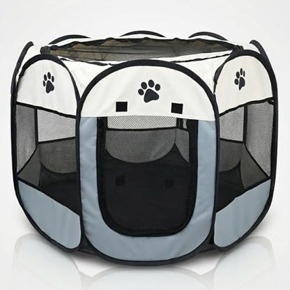 Bee Neat Indoor Pet Playpen 34 x 24 for Small Animals – Foldable, Breathable & Secure Exercise Pen for Rabbits, Guinea Pigs, Cats, Puppies & Small Dogs - style: Medium