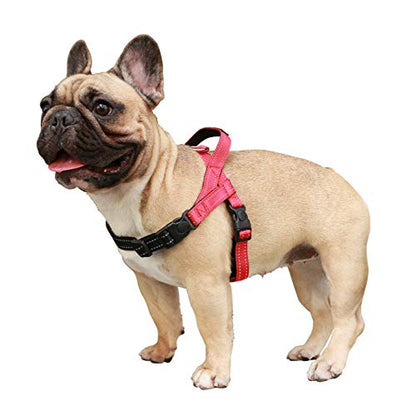 iChoue French Bulldog Harness Adjustable Padded Locked Buckle with Handle for Frenchie Pug English Boston Terrier Dogs, Red, Small - color: A Harness Red, size: Small ( 5 - 25 lbs )