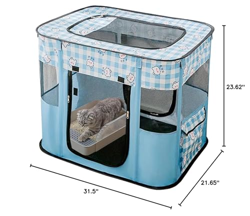 Dog and CAT pop Play Pen,Pets Houses for Dogs and Cats,Indoor&Outdoor Exercise Pen Dog Tent Puppy Playground Large (M, Bule) - color: Blue, style: Medium（31.5"L x 23.6"W x 21.7"H）