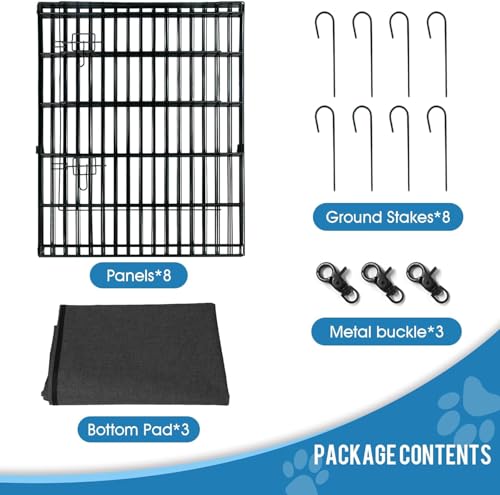 Pet Playpen Dog Pen Foldable Dog Exercise Fence 8 Panels 30 Inch Kennels Pet Playpen Options Ideal for Pet Medium Animals Outdoor Indoor (Playpen with Bottom Pad) - style: 24'' x 30'' with Bottom cover