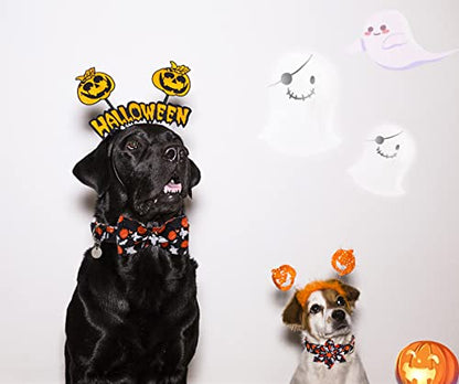 DOGWONG Halloween Black Ghost Dog Collar with Removable Cute Bow Tie Adjustable Pet Collars, Soft Comfy Halloween Themed Pet Collar, Fall Dog Collar for Small Medium Large Dogs - color: ghost collar bow, size: XS