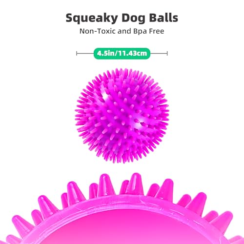 2 Pack 4.5” Squeaky Dog Balls for Large and Medium Dogs, Spiky Dog Toy Balls for Aggressive Chewers - color: Large Set of 2