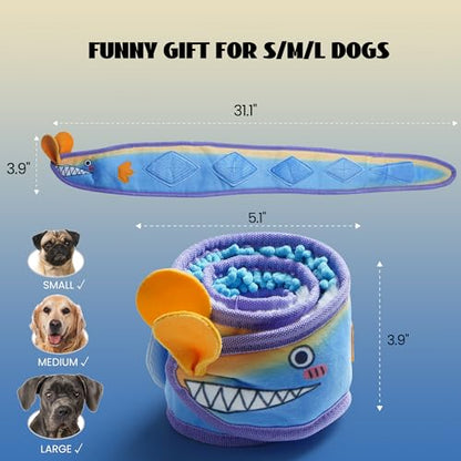 Nocciola EEL Squeaky Dog Toy, Tough No Stuffing Toy for Tug of War, Puppy Interactive Puzzle Fun to Keep Them Busy, Cognitive Crinkle Dog Toy for Large Medium Small Breed, Blue - color: No Stuffing Blue Eel