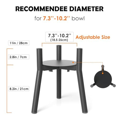 SHAINFUN Raised Dog Bowl Stand for Large Dogs with Tray, Adjustable Width 7 to 10.6", Elevated Tall Food Water Stand (Bowl Not Included) - color: Black-HR, size: Height: 11", Width: 7-10.6"