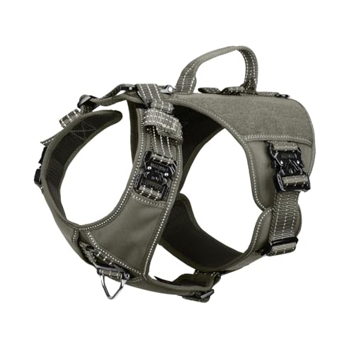 ICEFANG GN8 Tactical Dog Harness with 4X Metal Buckles for Small Sized Dogs,Reflective in Training Walking K9 Dog Vest,No-Pull Front Leash Clip,Adjustable Pet Harness (Green, Small (Pack of 1)) - color: Green, size: Small (Pack of 1)