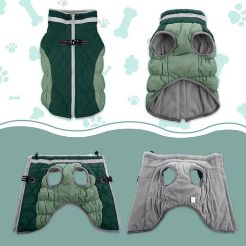 Lelepet Warm Dog Winter Coat Dog Coats for Small Dogs Waterproof Dogs Jacket with Harness Built in Reflective Cold Weather Coats Windproof Zip-Up Winter Fleece Vest Snowsuit Chihuahua Teal Green - color: Teal Green, size: X-Small