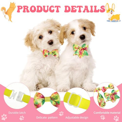 Reginary 100 Pieces Dog Bow Tie Collar Set Include 40 Dog Neckties, and 30 Puppy Bowties, 30 Collar Flowers, Adjustable Pet Ties Grooming for Small Medium Cats Pets Supply(Tie-dye) - style: Tie-Dye
