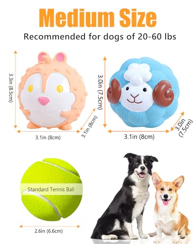 Dog Toys Squeaky, Interactive Latex Rubber Cute Animal Pet Toy Pack Squeak Balls for Puppy Small Medium Breed Dogs - style: Cow, Sheep, Hamster, Chicken