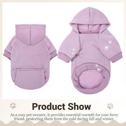 Pet Hoodie Dog Sweater for Small Dogs Girl Boy, Winter Puppy Sweatshirts with Pockets Hood, Warm Fleece Lined Dog Clothes Chihuahua Coat Clothing Puppy Cat Custume, Small - color: Lavender+Cadet Blue, size: Small