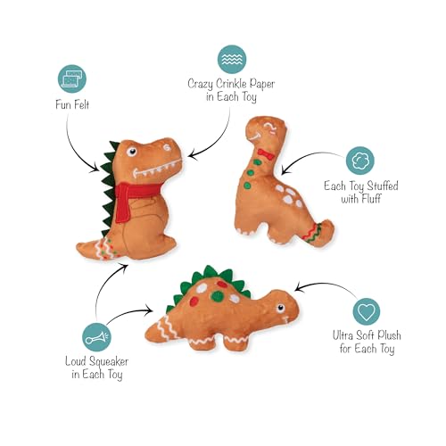 Fringe Studio Pet Toy, Baking Spirits Bright Christmas Cookies Plush Dog Toy 3 Piece Set, PetShop Collection (662143) - color: Baking Spirits