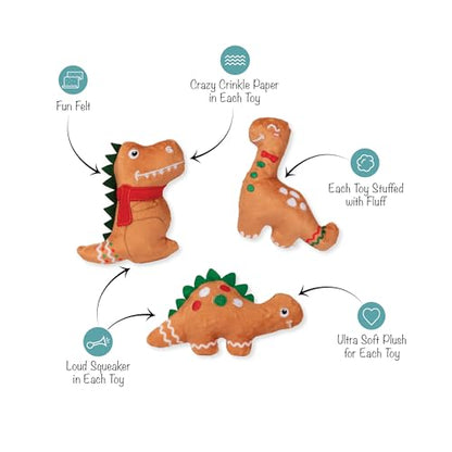 Fringe Studio Pet Toy, Baking Spirits Bright Christmas Cookies Plush Dog Toy 3 Piece Set, PetShop Collection (662143) - color: Baking Spirits
