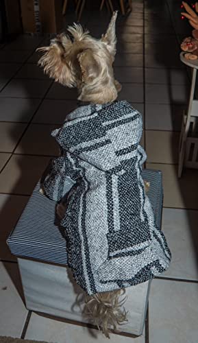 Mexican Dog Poncho Doggo Hoodie Baja Ponchos Blanket for Dogs Costume Pup Crew Pajamas Chihuahua Sweater Clothes from Small, Medium to Big Dog Made in Mexico with Recycled Fabric (5, Gray) - color: Gray, size: 5