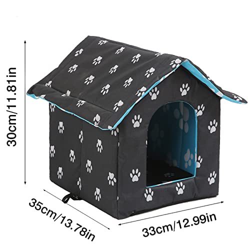 VARMTOR Outdoor Cat House, Cat Houses for Outdoor Cats, Weatherproof Warm and Insulated Cat House with Transparent Curtain Pet House, Stray Cats Shelter (Black,Small-Houses) - style: Black