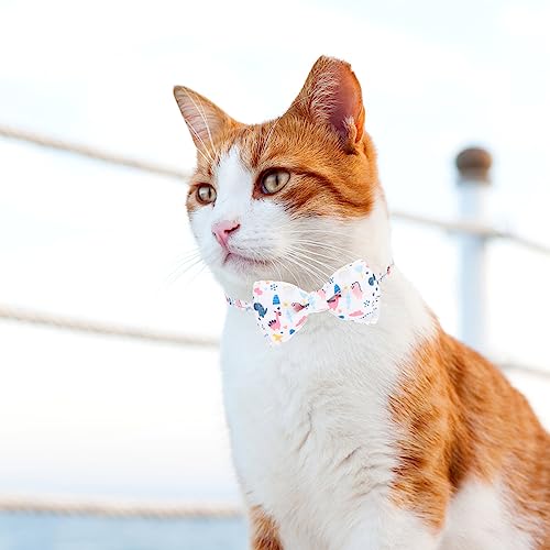 Breakaway Cat Collar with Removable Bow Tie and Bell, Cute Multi-Style Patterns, 3 Pack Safety Buckle Kitten Collars, Adjustable Pet Collar for Boy Cats Puppy (Gray) - color: Style B - Gray