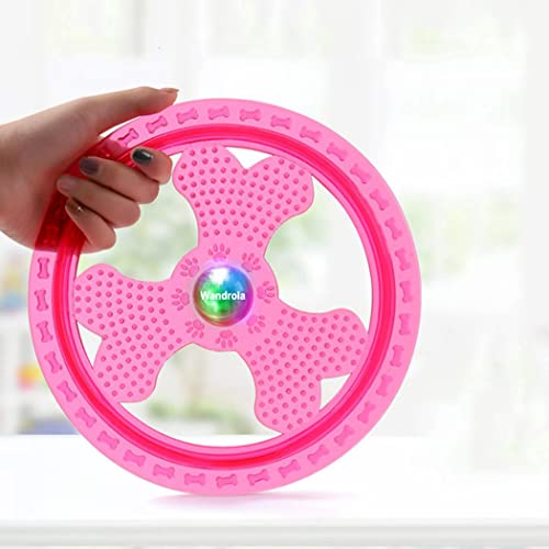 Flying Disc Dog Sport Toy with Flashing LED Lights, Light Up Pet Disk for Ultimate Night Time Play, Blue - color: Blue