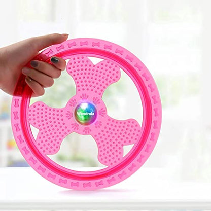 Flying Disc Dog Sport Toy with Flashing LED Lights, Light Up Pet Disk for Ultimate Night Time Play, Blue - color: Blue