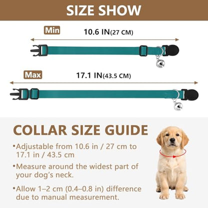 Small Dog Collar 2 Pack Collar for Kitten Adjustable Length 10.6" to 17.1" - color: Teal Blue