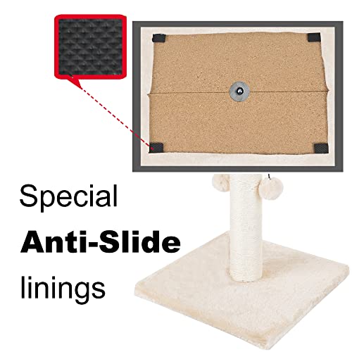 Dimaka 29'' Cat Scratching Post, Natural Sisal Rope Scratch Post with 4 Teasing Toy Balls for Large Cats (Beige) - color: Beige