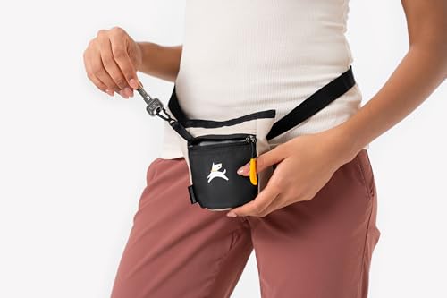 OllyDog Goodie Treat Bag, Dog Treat Pouch, Waist Belt Clip for Hands-Free Training, Magnetic Closure, Dog Training and Behavior Aids, Three Ways to Wear (Con Leche) - color: Con Leche