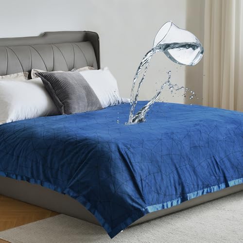 Softan Waterproof Blanket Cover 70"x90" for Baby, Adults, Dogs, Cats or Any Pets, 3 Layer Protector and 100% Leak Proof Blanket for Bed, Sofa and Other Furniture, Easy to Clean, Navy & Light Grey - color: Navy / Light Grey, size: 70"x90"