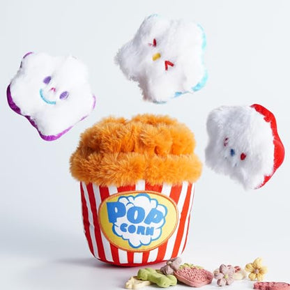 Nocciola Popcorn Squeaky & Plush Dog Toys | Hide & Seek, Interactive, Crinkle Toys for Small & Medium Dogs - style: Popcorn