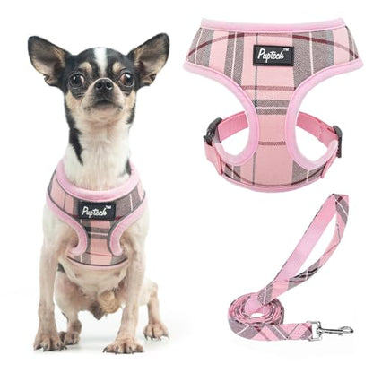 PUPTECK Soft Mesh Dog Harness and Leash Set Pet Puppy Cat Comfort Padded Vest No Pull Harnesses, Light Pink, XS - color: Light pink, size: XS (NECK: 10", CHEST: 10"-14")