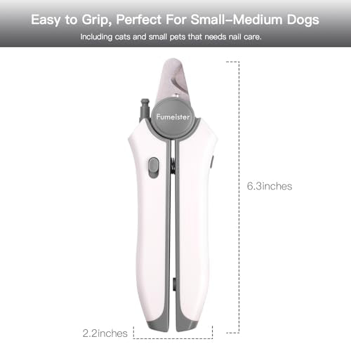 Type-C Rechargeable Dog & Cat Nail Clippers - LED Pet Nail Trimmer Extra Sharp for Small & Medium Dogs (Gray)