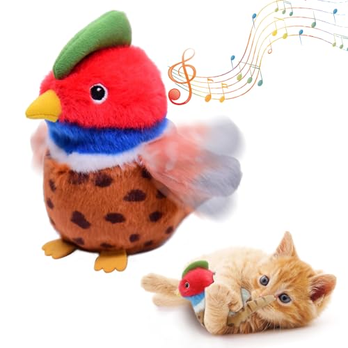 Cat Toys, Flapping Wings Pheasant, No Flying, Chirping Bird Interactive Catnip Toy for Kitten or Small Dogs, Touch Activated, Rechargeable, 3 Modes - color: Smart Pheasant