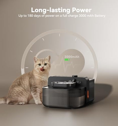 FEELNEEDY Wireless No Filters Cat Water Fountain, Wastewater Separation, Stainless Steel Bowl, 3000mAh 3.5L Pet Water Fountain for Indoor Cats & Dogs Dispenser, Black
