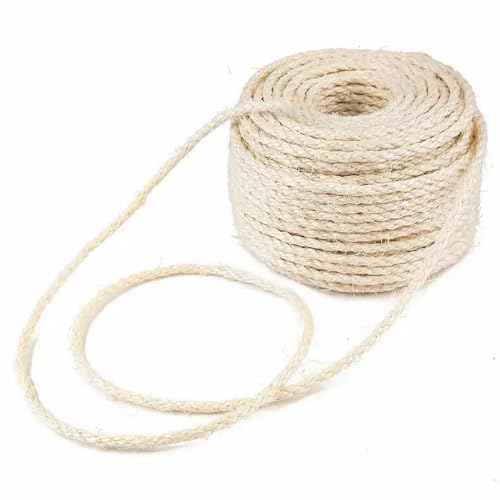Natural Sisal Rope for Cat Scratcher Replacement, Durable Cat Tree Post Repair Cord for DIY Projects, Climbing Towers, Furniture Protection, Scratch Pad, Crafts, Garden, and Home Décor Use - color: White, size: 4mm 66ft