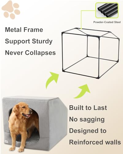 Indoor Dog House for Extra Large Medium Small Sized Dogs - Dog Tent with Washable Removable Cover, Pet Orthopedic Dog Cave Bed Egg-Crate Foam Cushion, Inside Dog House Large Space(XXL) - size: XX-Large (42"L x 30"W x 30"Th)