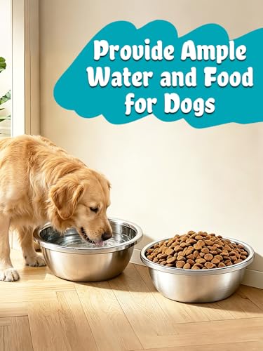 2Pcs 1.3 Gallons Large Dog Bowls - Food Grade Stainless Steel Metal Water Bowl, Ample Capacity & Easy to Clean Food Bowls for Large X-Large Dogs Indoor Outdoor - size: 1.3 Gallons