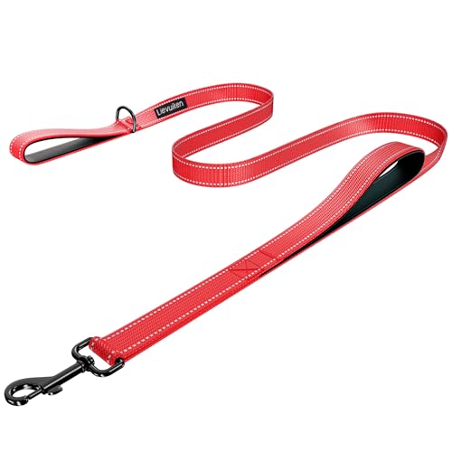 Dog Leash 4ft Long, Double Handle Dog Leash for Safety Control Training, Heavy Duty Dog Leads with Traffic Padded Handles, Reflective Leashes for Small Medium Large Dogs(4ft, Red) - color: Red, size: 4ft