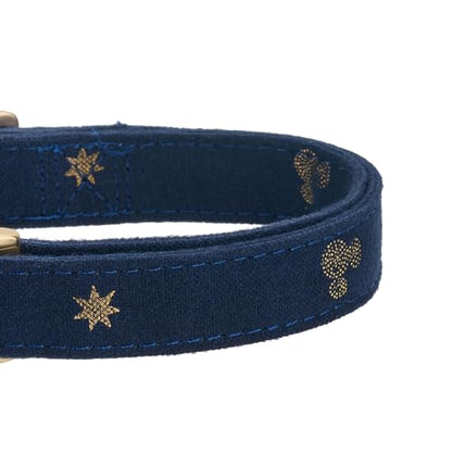 Cotton Fibric Dog Collar with High Grade Metal Buckle, for Small Dogs(Dark Blue,Small:10-15") - color: DK Blue, size: Small