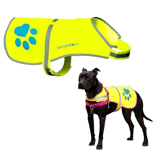 SafetyPUP XD Dog Reflective Vest – Hi-Vis Fluorescent Visibility that Helps to Safeguard Your Pet On/Off Leash in Urban & Rural Areas (Yellow, Small) - color: Neon Yellow, size: Small