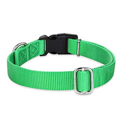 Small Dog Collar Quick-Release Green| Heavy-Duty Nylon Puppy Collar, Adjustable & Durable Pet Supplies for Boy & Girl Dogs (Small, Lime Green) - color: Lime Green, size: Small