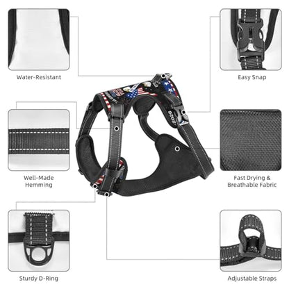 250 Years We the People Reflective Dog Harness No Pull Soft Vest Harness for Small Medium Large Dog Puppy Pets (Small Size) - color: 250 Years We the People, size: Small