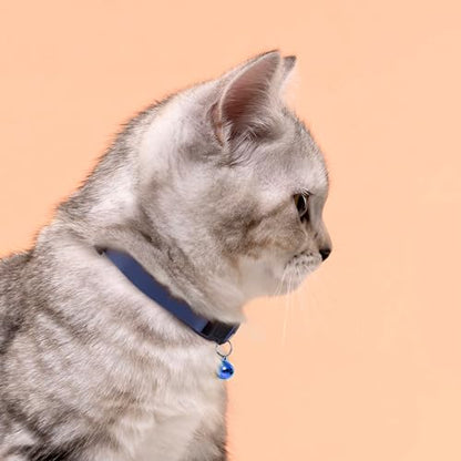 Breakaway Cat Collar with Bell - Leather Adjustable Kitten Collars with Safety Quick Release Buckle - Soft Small Pet Collars for Girl & Boy Cats (Deep Blue) - color: Deep Blue