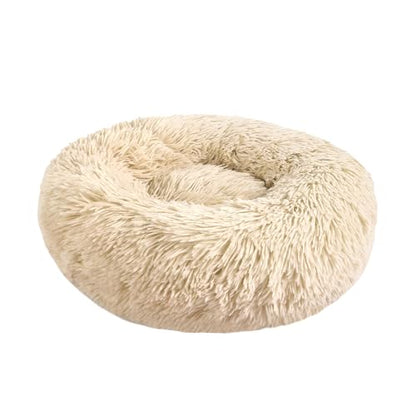 otoez Kitten Puppy Bed Extra Small XS Round Dog Cat Beds Anti Anxiety Plush Pet Calming Donut Bed with Non-Slip Waterproof Bottom, Washable (15.7", Taupe) - color: Taupe, size: 15.7"