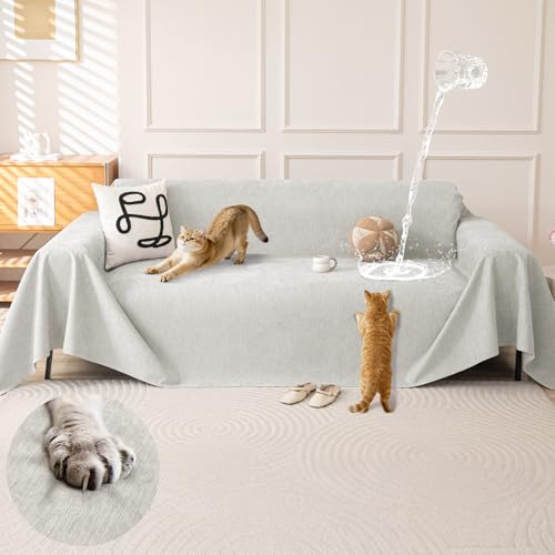 Waterproof Couch Covers for Pets, Couch Protector from Cat Claws, Washable Sofa Covers for 2-3 Cushion Couch, Sectional L Shaped Slipcover Loveseat Furniture Protector for Dogs, 71"x118", Light Grey - color: Waterproof Light Grey, size: 71" x 118"