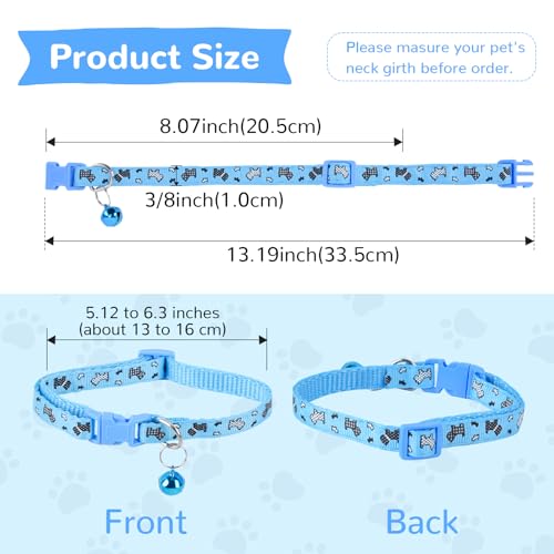 XXS Dog Collar Teacup Dog Collar, Printed Dog Collars, Mini Printed Dog Collars, Teacup Dogs Collars for Small Dogs Cats, Blue, 3/8 inch Width - color: Blue