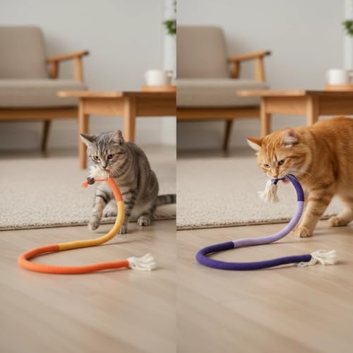 Cat Chew Rope Durable Safe : 3Pcs Natural Organic Cotton Kitten Teething Toy for Indoor Cats, Catnip-Infused Chew Toys for Interactive Boredom Relief & Teeth Cleaning