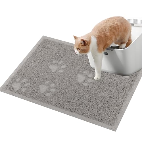 Darkyazi Cat Litter Box Mat for Floor Litter Trapping Mat Non-Slip Backing, Scatter Control, Easy Clean, Water Resistant, Soft on Paws (15.75" x 11.75",Gray Sand) - color: Gray Sand