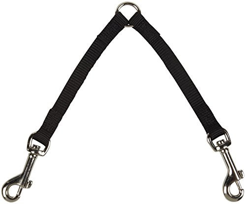 Guardian Gear Nylon 2-Way Small Dog Coupler with Nickel-Plated Swivel Clip, 4", Black - size: 2-Way 4-Inch